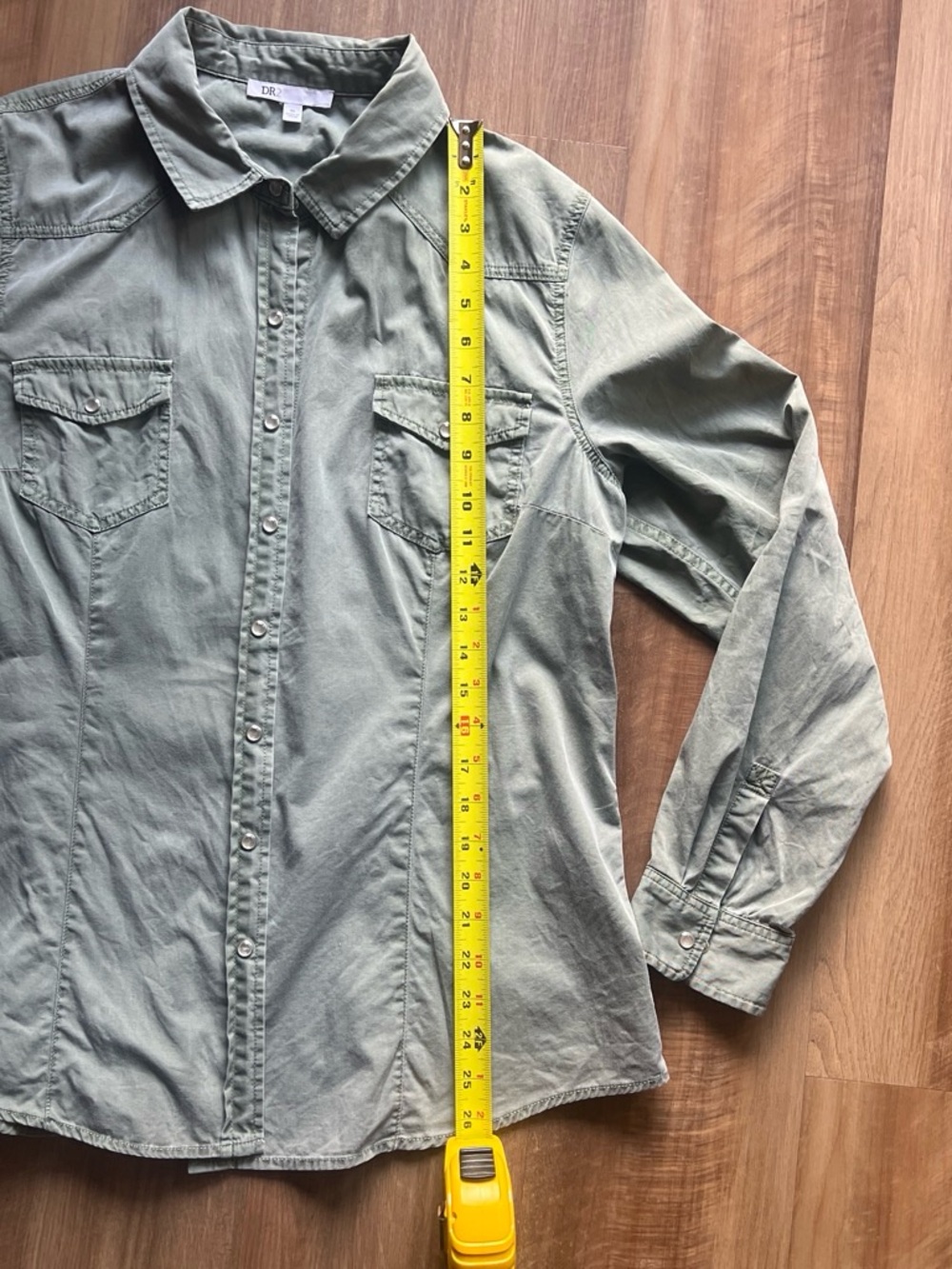 DR2 Women’s Casual Button-Down Shirt - Olive - Picture 6 of 8